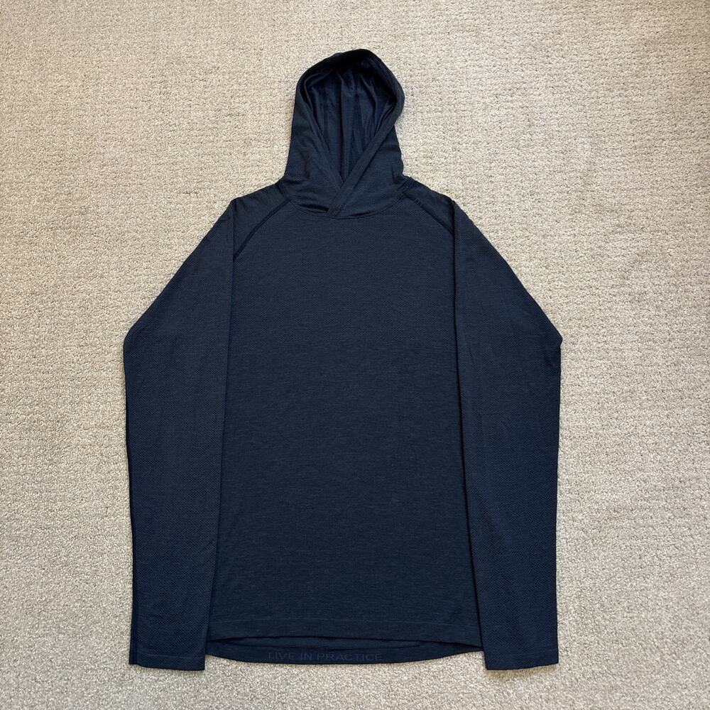 Lululemon Mens Metal Vent Tech Hoodie Size Medium Performance Pullover Blue